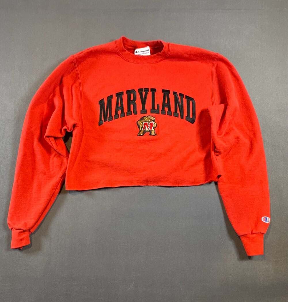 Champion Maryland Terrapins Crewneck Sweatshirt Size S Red Collegiate